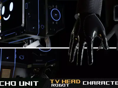 ECHO UNIT TV Head Robot Character Low-poly 3D model
