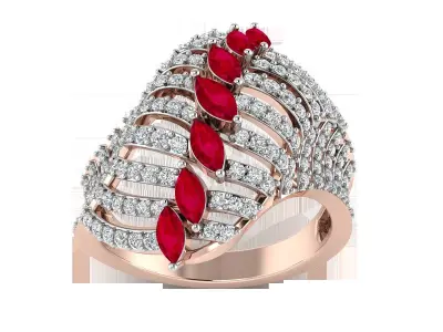 Light Weight Rose Gold Diamond Ring  -RI-261 3D print model