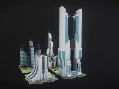 Future urban architecture in science fiction A04 3D model