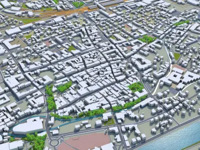 Wels Austria 20km Low-poly 3D model