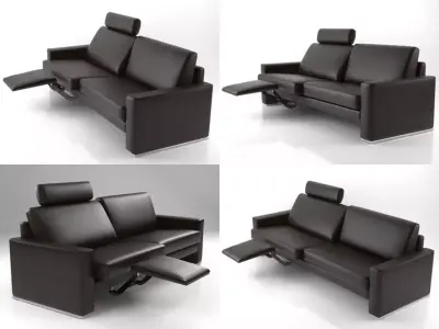 Bolero leather sofa with recliner 3D model