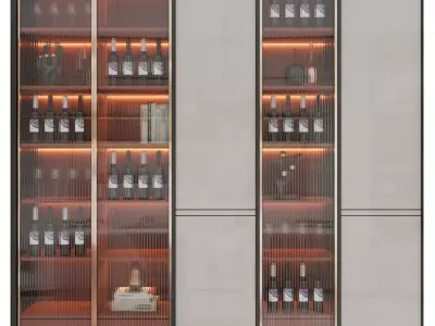 Shelf 3d Model cabinet with shelves and lights 3D model