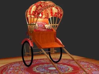 Chinese Hong Kong Rickshaw 3D model