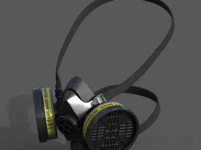Gas mask protection futuristic plastic Black  Low-poly 3D model