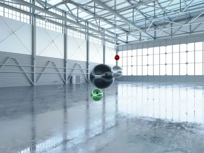 HDRI - Airplane Hangar Interior 4 - 16384x8192 Texture