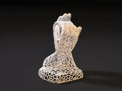 Sculpture two hands by Auguste Rodin Voronoi 3D print model