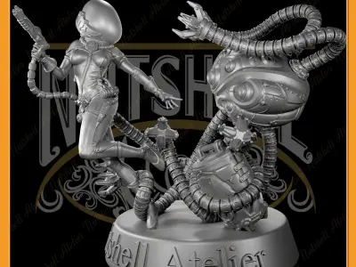 Nutshell Atelier - Space girl and Monster - NSFW 3D print model