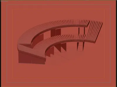 Contemporary Curved Modular Bench for Parks and Public Spaces 3D model