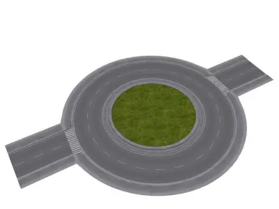 Modular Road network Low-poly 3D model