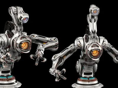 Sci-Fi Assembly Robot 2 - Rigged 3D model