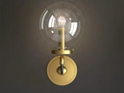  bra bistro globe clear glass single sconce brass 3D model