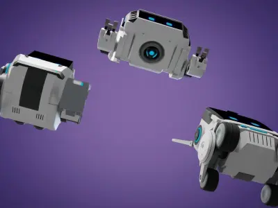 Cute Robots Low-poly 3D model