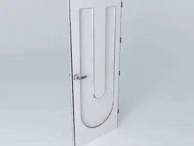 Letter U 3D door very ass lock and hinger Free 3D model