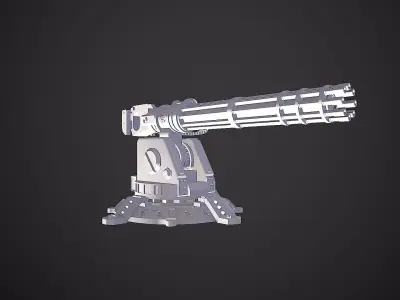 Minigun Turret Low-poly 3D model