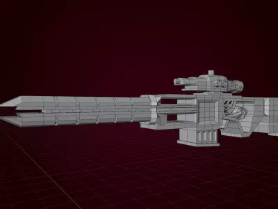 Sci-Fi Laser Railgun Low Poly Gun Low-poly 3D model