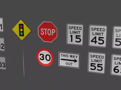 Signs and Road Signs Low-poly 3D model