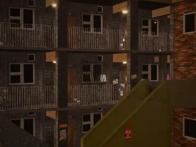 Modular Exterior Apartments - Assets Pack Low-poly 3D model