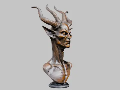 Bust of a Goblin Low-poly 3D model