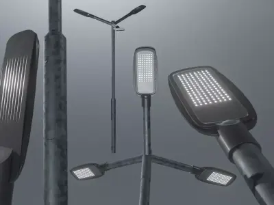 Street Light 2 Galvanized F3 M1 K0 3000mm Low-poly 3D model