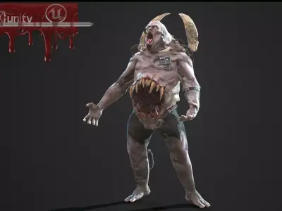 Mutant7 man with bow and arrow Low-poly 3D model