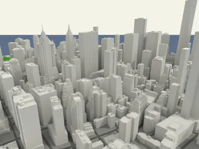 NYC Lower Manhattan Financial District Low-poly 3D model