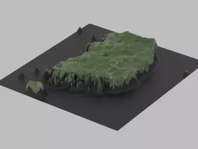 South Korea Map Country Low-poly 3D model