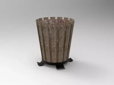 Public Trash Can Low-poly 3D model purchase