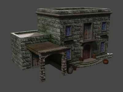 Building in the Middle Eastern style PBR Low-poly game ready Low-poly 3D model
