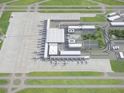 Berlin Brandenburg Airport - BER Low-poly 3D model