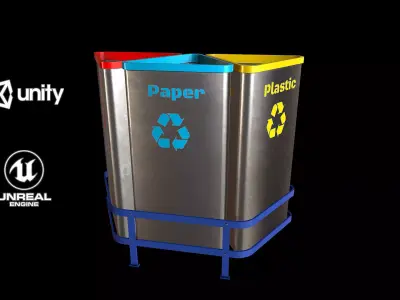 Recycle Bins PBR model3 Low-poly 3D model