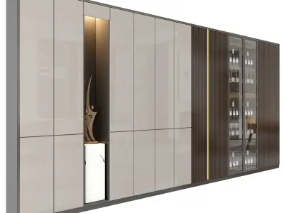 Shelf 3d Model bar cabinet with glass doors 3D model