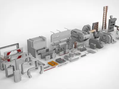 Sci-Fi architecture Elements collection 15 3D model