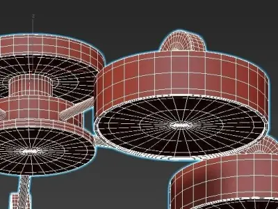 movee five light ceiling fixture in mint 3D model