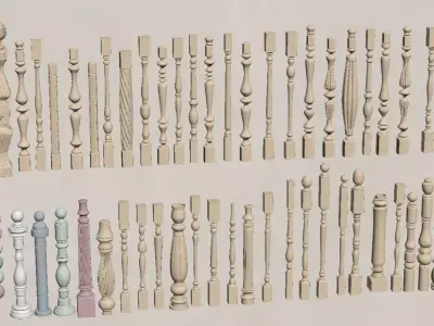 Stair handrail posts 3D model