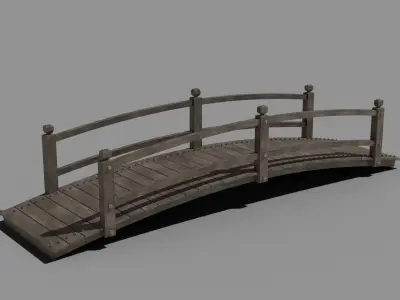 Bridge old wooden Low-poly 3D model