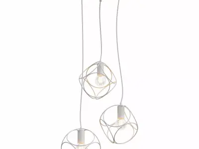 vitaluce pendant light with three metal balls hanging from it 3D model