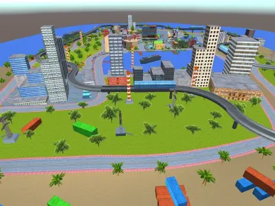 Mobile Game city 2025 Low-poly 3D model