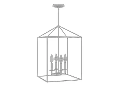 Ellis 4 - Light Lantern Rectangle Chandelier 3D model