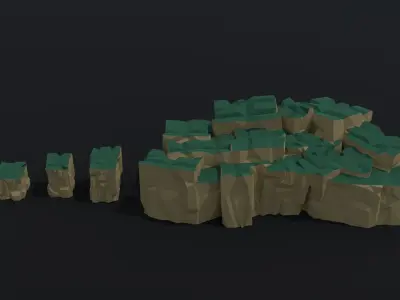 Cartoon Cubic mountains Polygonal Style Low-poly 3D model