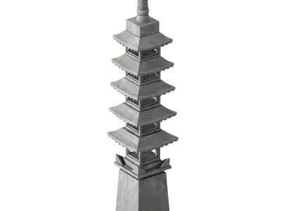 Stone Pagoda Japanese Garden Lantern Tower 3D model