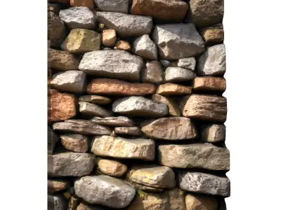 Rustic Boulder Wall Modular Asset 3D print model purchase