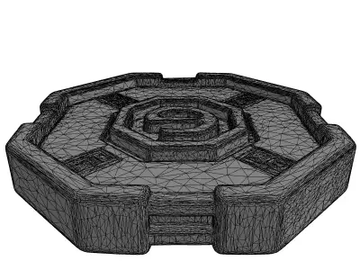 SciFi Octagonal Token Number 9 Low-poly 3D model