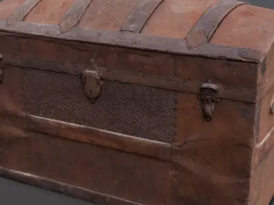 Wooden Trunk Box Low-poly 3D model