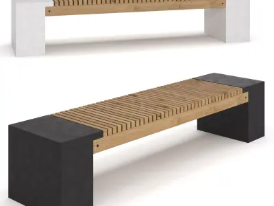 Urban Furniture Bench 03 Low-poly 3D model