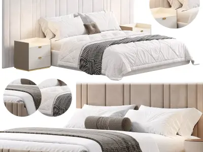 Kirsten Stripe Line Panel Wide Headboard Bed by amore 3D model