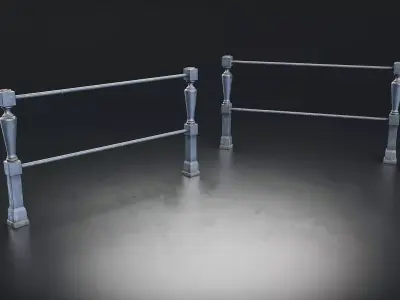 Vintage Metal Railing Set Low-poly 3D model