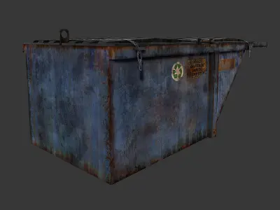 Old Dirty Dumpster Low-poly 3D model