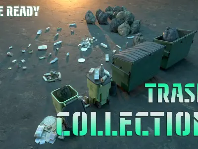 Trash collection - game ready Low-poly 3D model