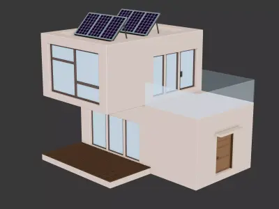 Cartoon Modern Solar House 3D model 3D model