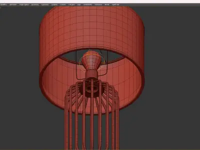 Caged Gold Linen Shade Table Lamp Low-poly 3D model